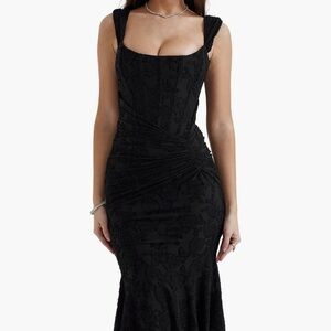 House of CB Cesca - Black Floral High Low Dress